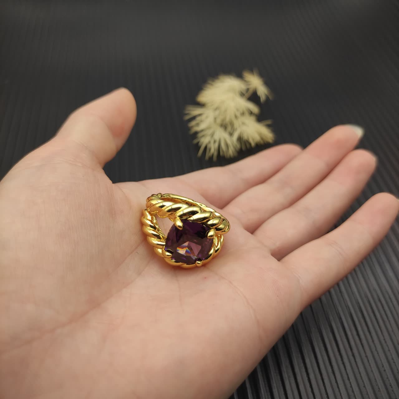 David Yurman Gold Amethyst Ring